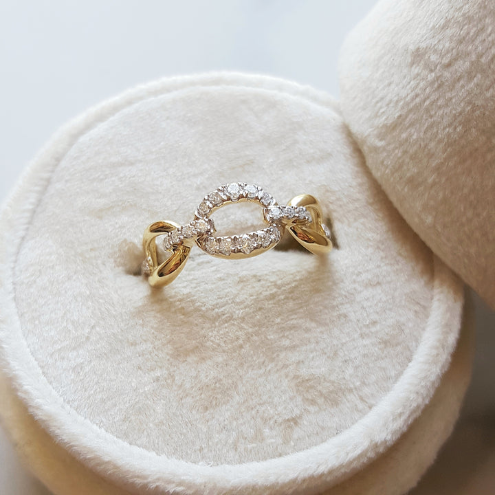 14K Yellow Gold Open Link Style Diamond Ring