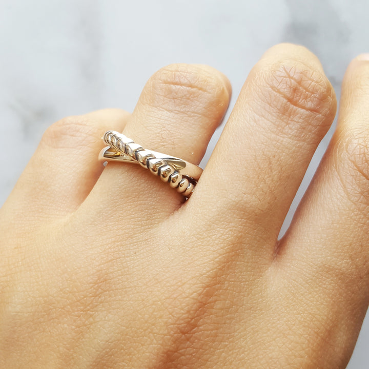 Sterling Silver Cross Over Ring