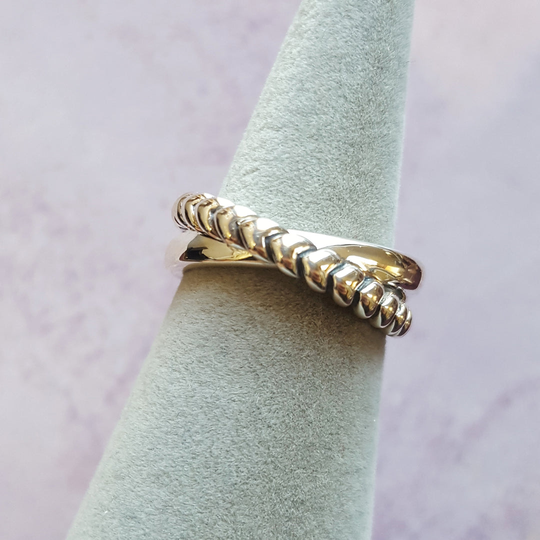 Sterling Silver Cross Over Ring