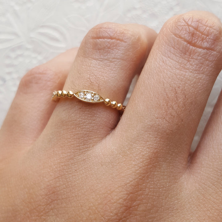 14K Diamond Accented Stackable Ring