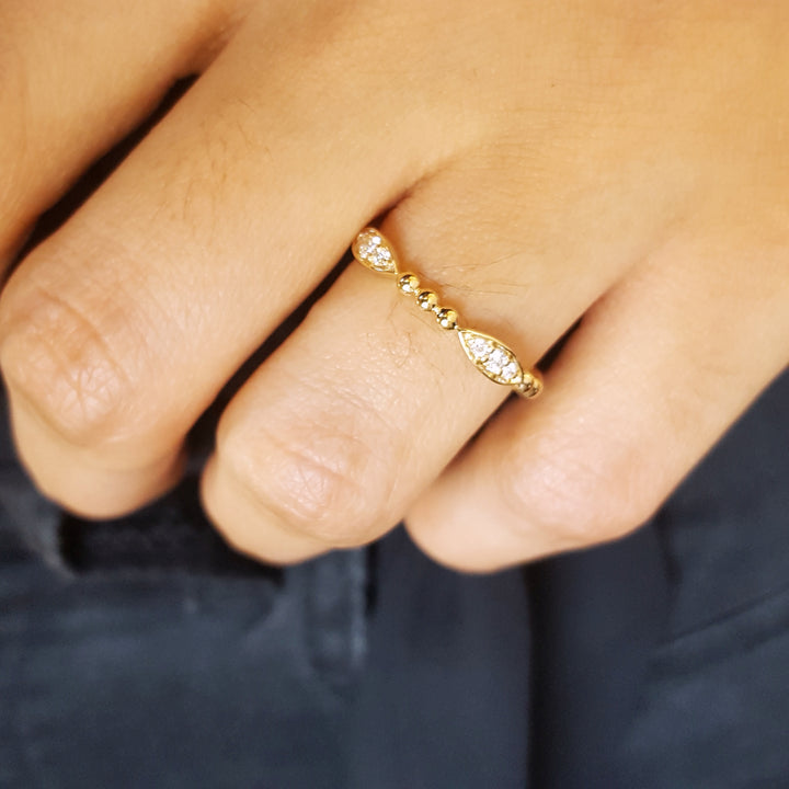 14K Diamond Accented Stackable Ring