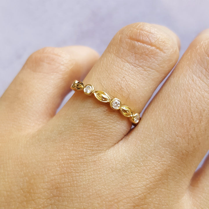 14K Yellow Gold Diamond Stackable Ring