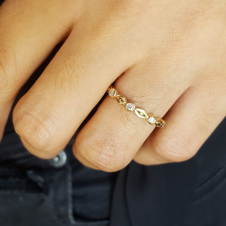14K Yellow Gold Diamond Stackable Ring