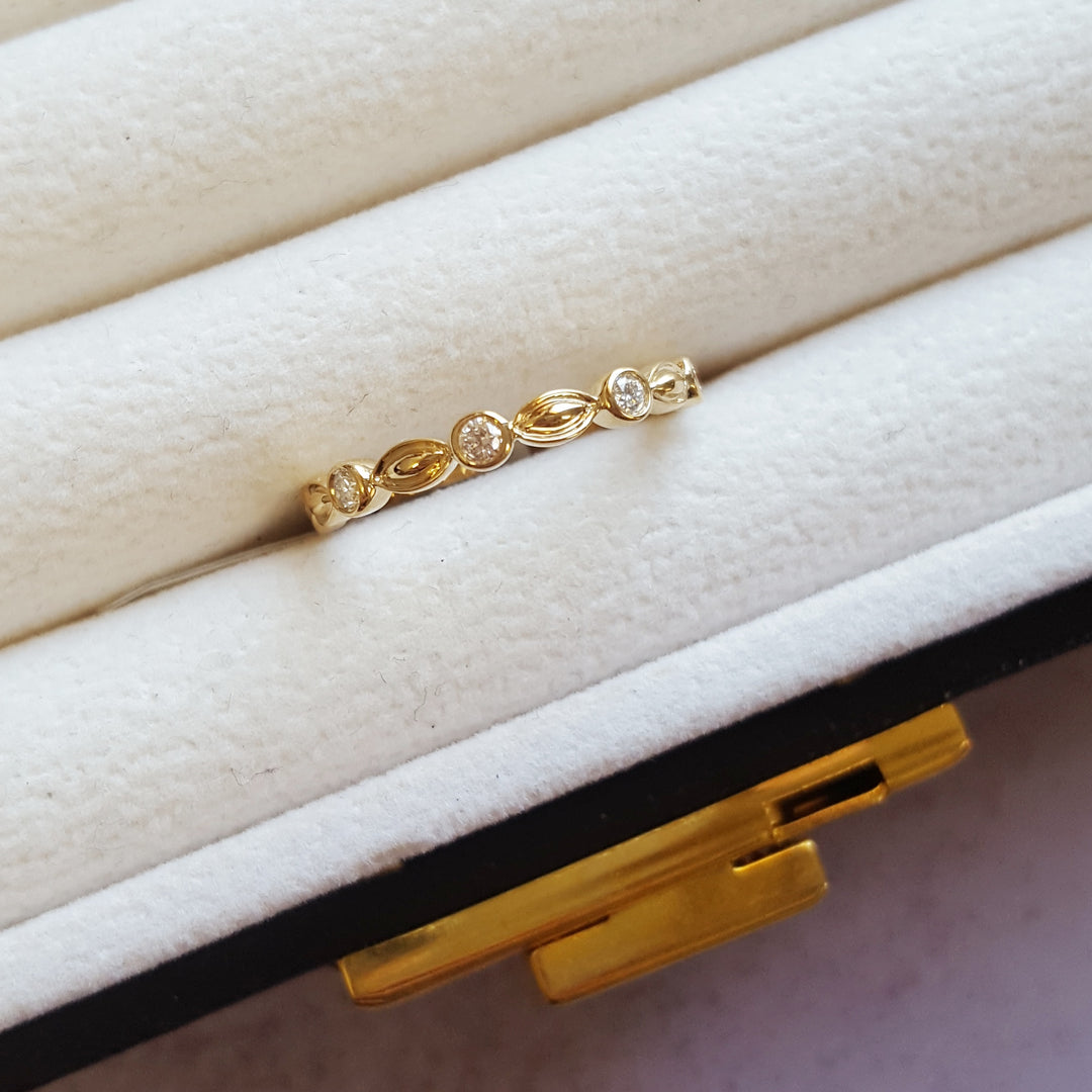 14K Yellow Gold Diamond Stackable Ring