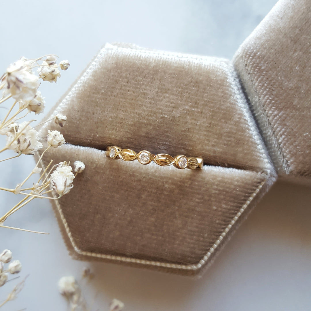 14K Yellow Gold Diamond Stackable Ring
