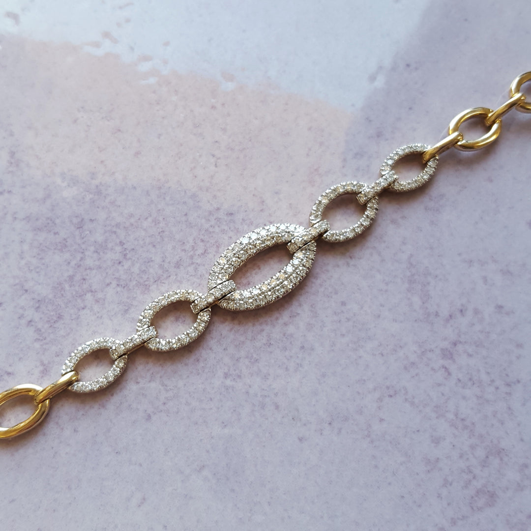14K Yellow Gold Open Link Diamond Bracelet