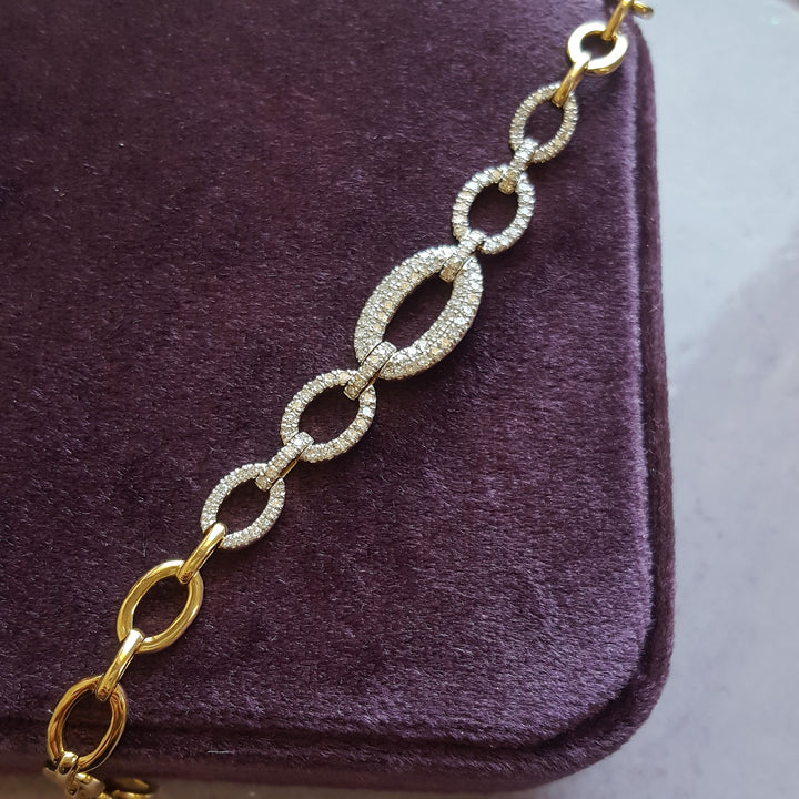 14K Yellow Gold Open Link Diamond Bracelet