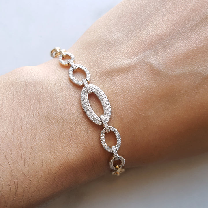 14K Yellow Gold Open Link Diamond Bracelet