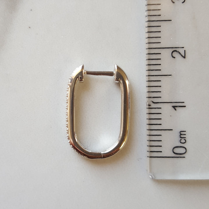 14K White Gold Sleek Diamond Hoops
