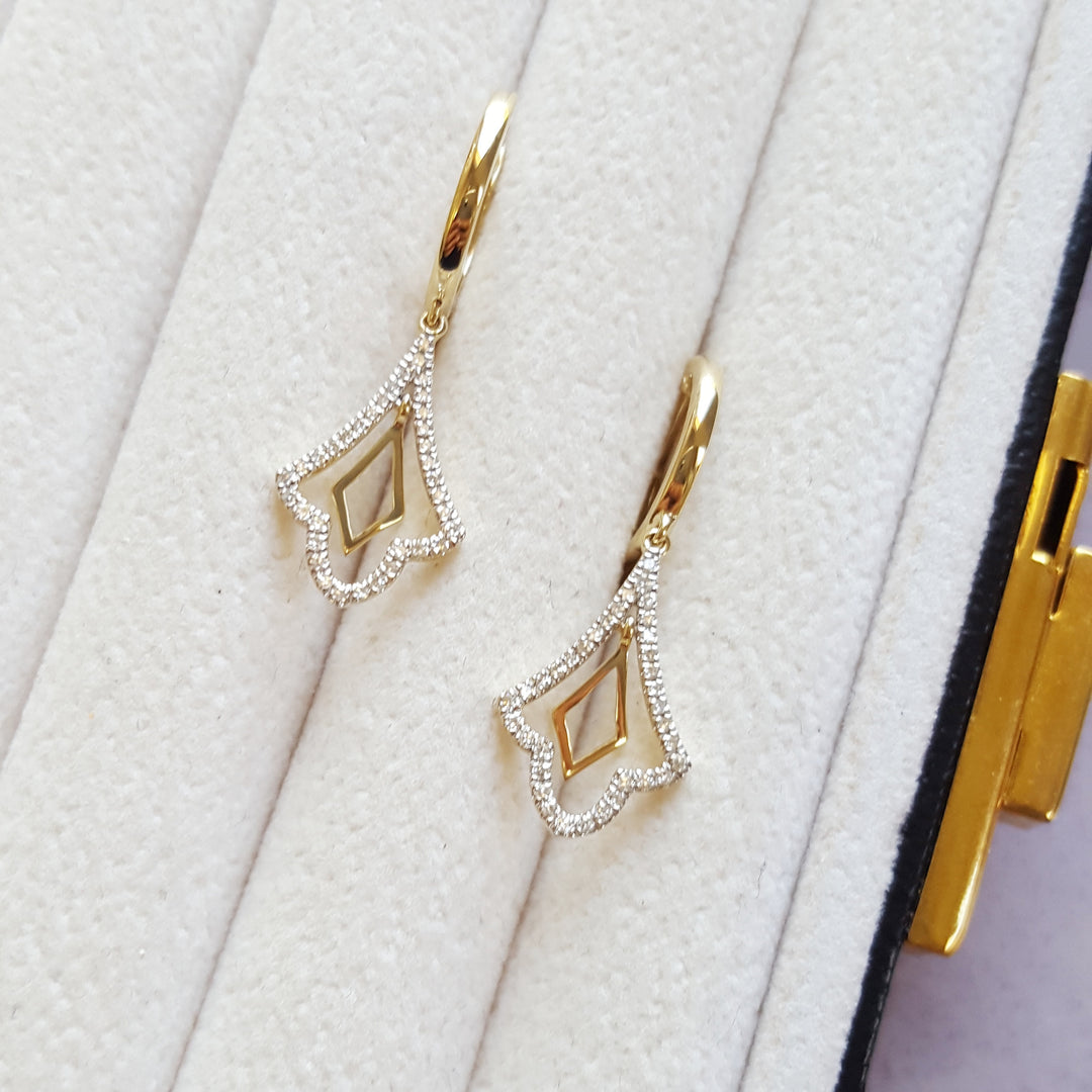 14K Yellow Gold Vintage Inspired Dangle Earrings