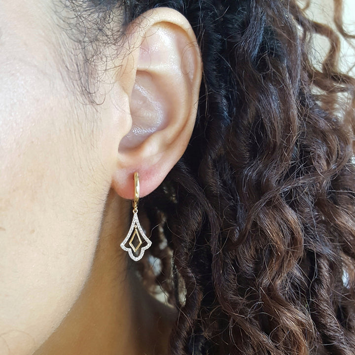 14K Yellow Gold Vintage Inspired Dangle Earrings