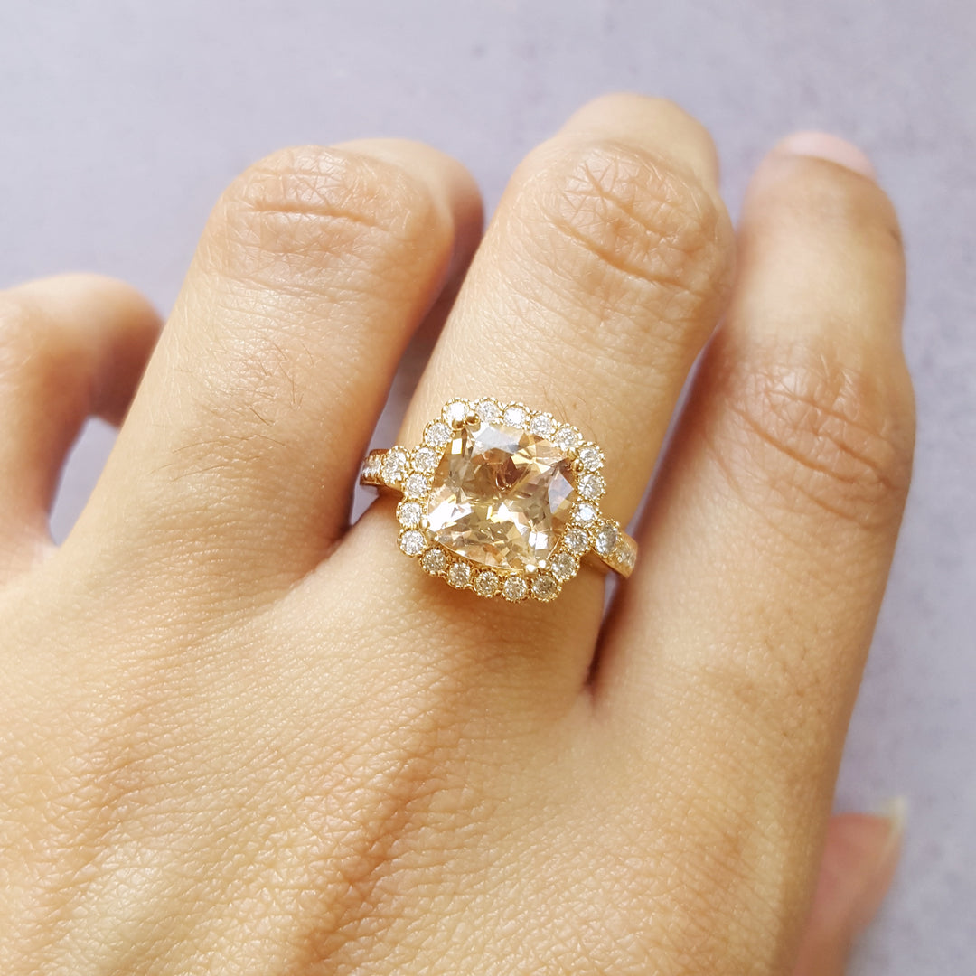 14K Rose Gold Morganite Fashion Ring