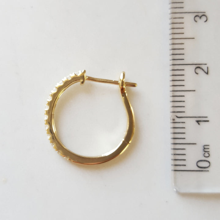 14K Yellow Gold Petite Diamond Hoop Earrings