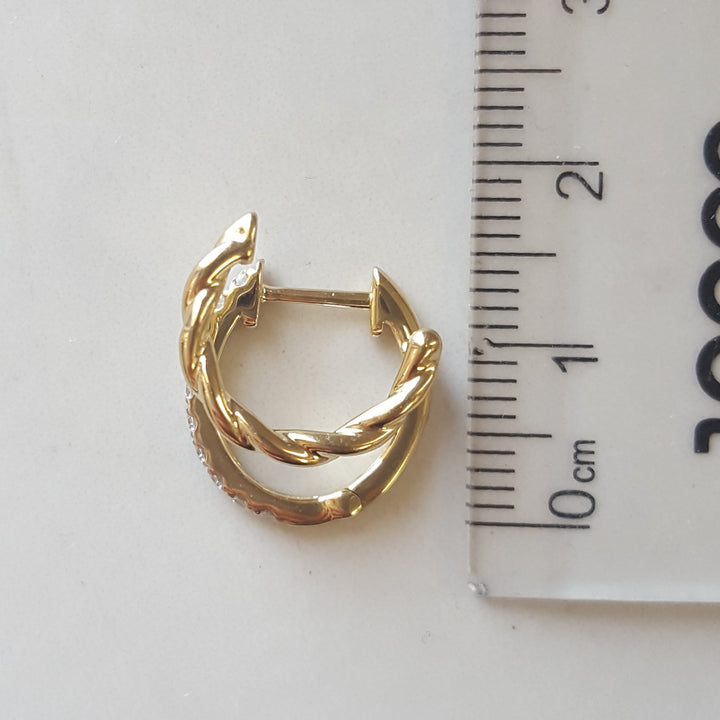 14K Yellow Gold Double Hoop Diamond Earrings