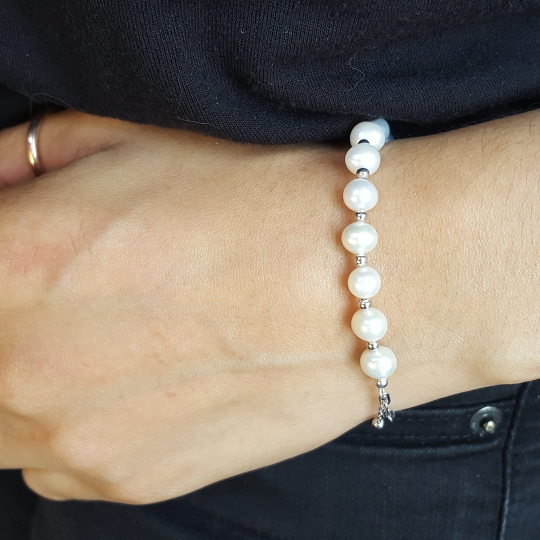 Sterling Silver and Pearl Toggle Bracelet