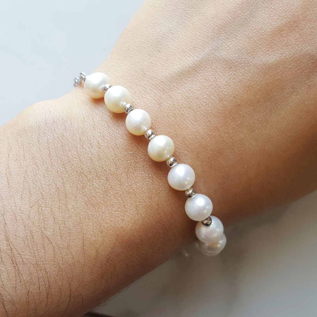 Sterling Silver and Pearl Toggle Bracelet