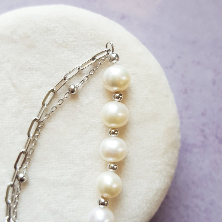 Sterling Silver and Pearl Toggle Bracelet