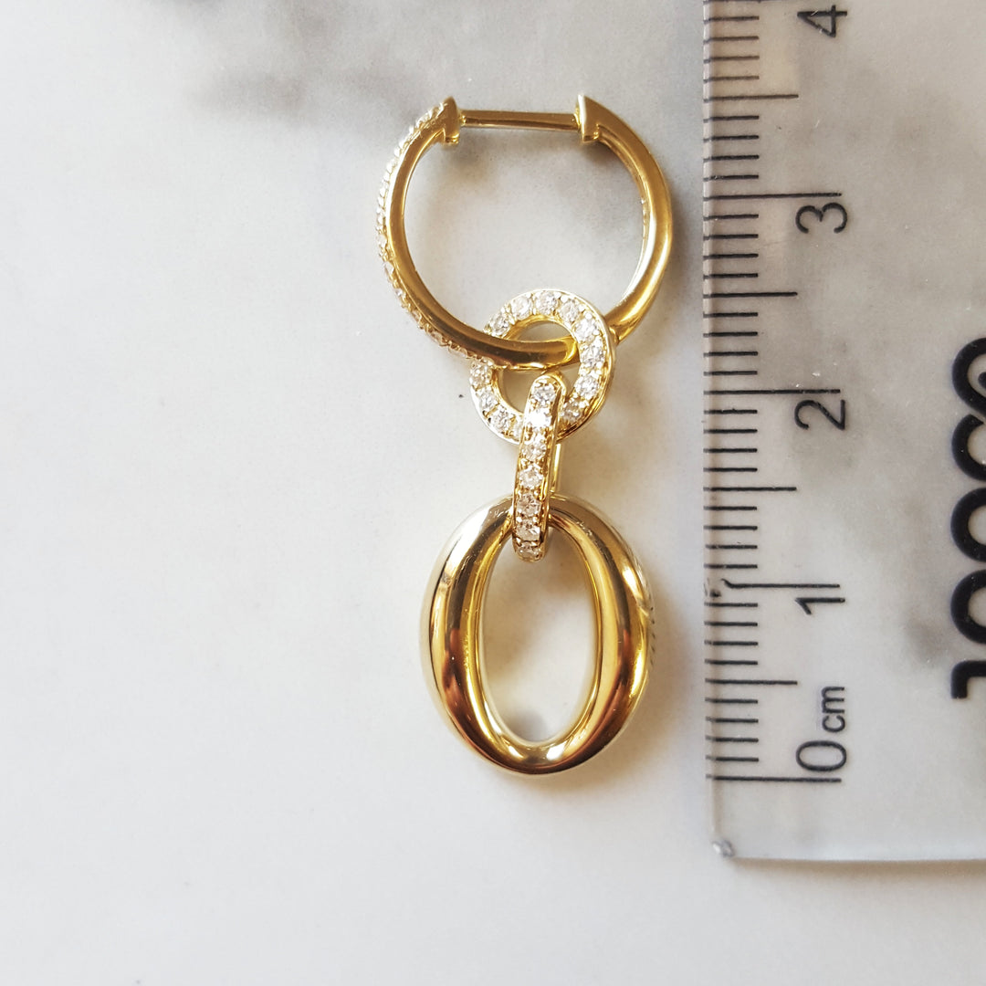 14K Yellow Gold Open Loop Diamond Earrings