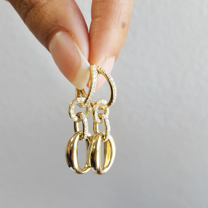 14K Yellow Gold Open Loop Diamond Earrings