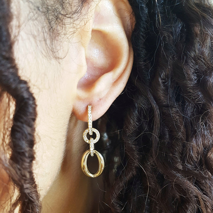 14K Yellow Gold Open Loop Diamond Earrings