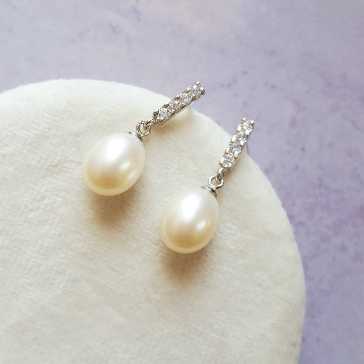 Sterling Silver Freshwater Pearl Drop Studs