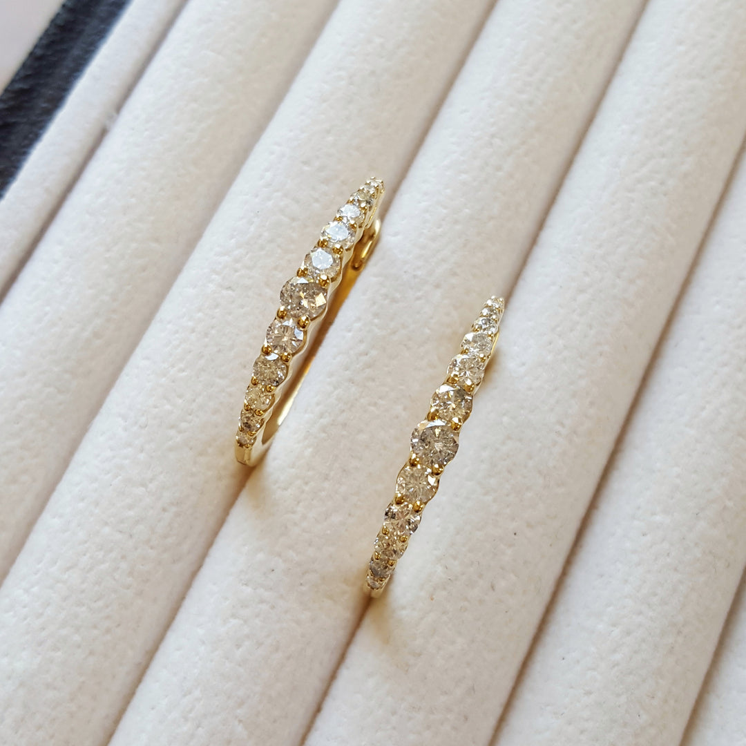 14K Yellow Gold Gradient Diamond Hoop Earrings