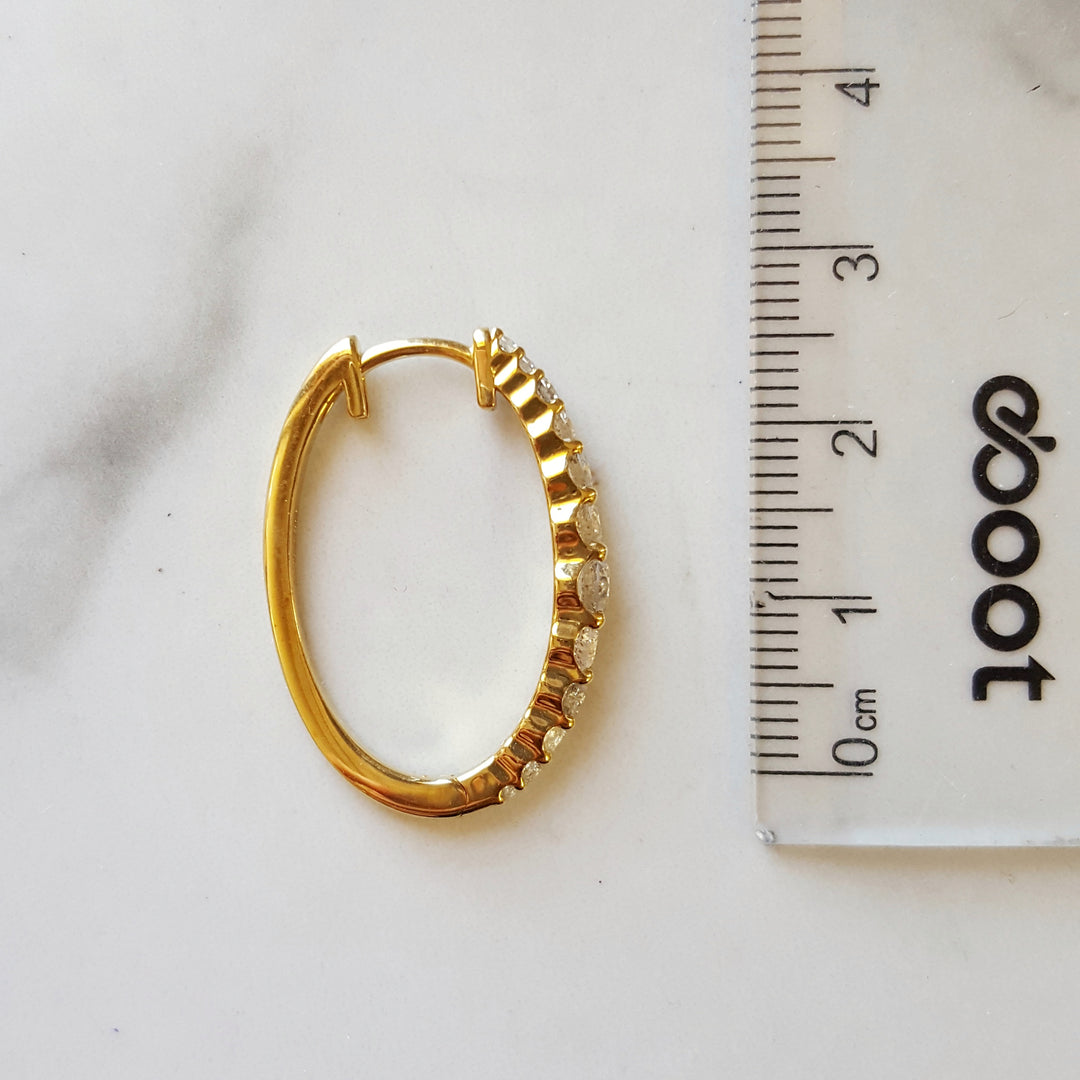 14K Yellow Gold Gradient Diamond Hoop Earrings
