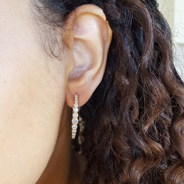 14K Yellow Gold Gradient Diamond Hoop Earrings