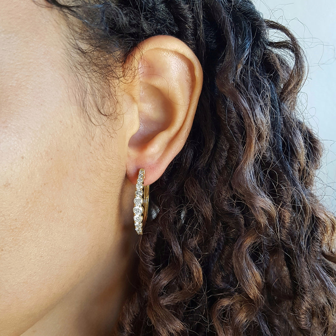 14K Yellow Gold 2CT Gradient Diamond Earrings