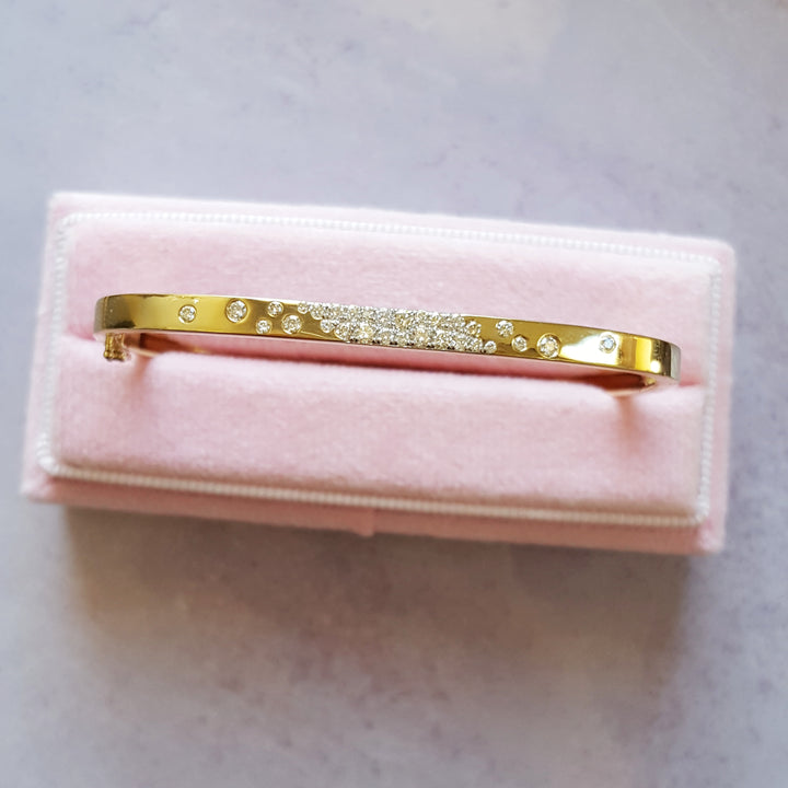 14K Yellow Gold Modern Diamond Cuff Bracelet