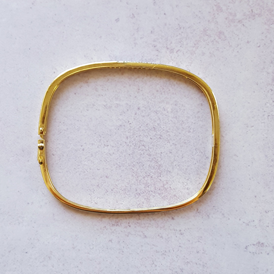 14K Yellow Gold Modern Diamond Cuff Bracelet