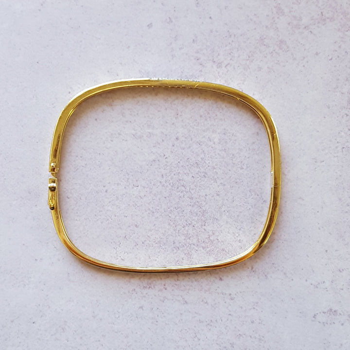 14K Yellow Gold Modern Diamond Cuff Bracelet