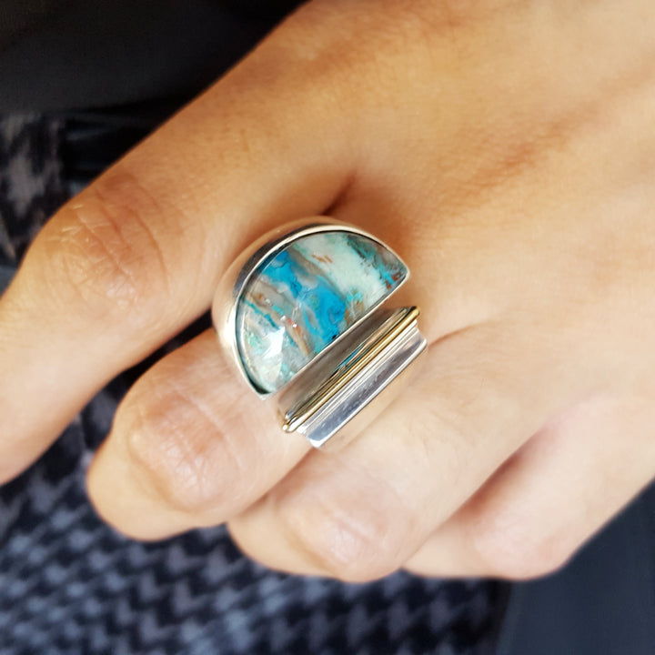 Sterling Silver One of a Kind Chrysocolla Ring