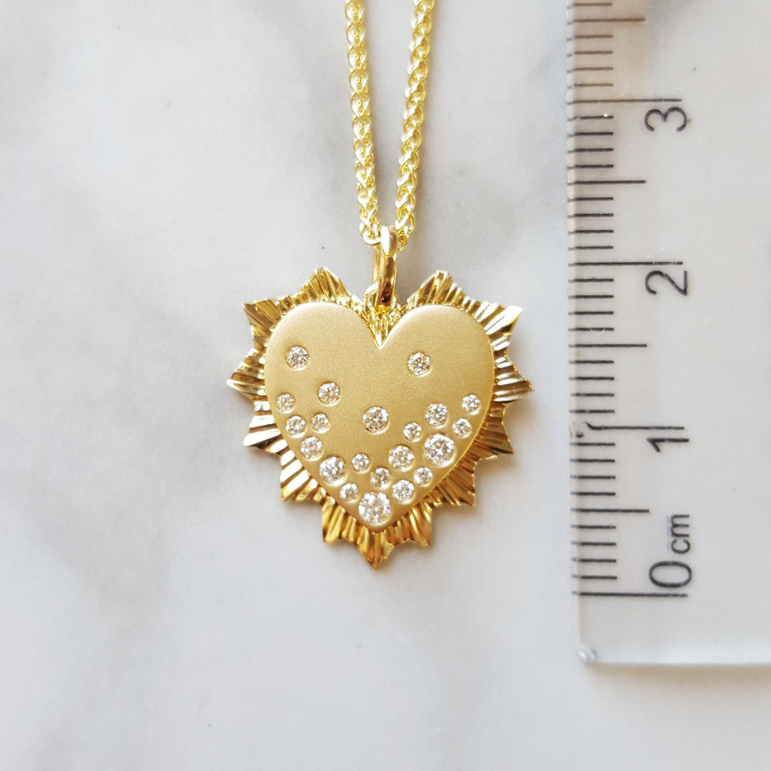 14K Yellow Gold Heart Shaped Diamond Pendant