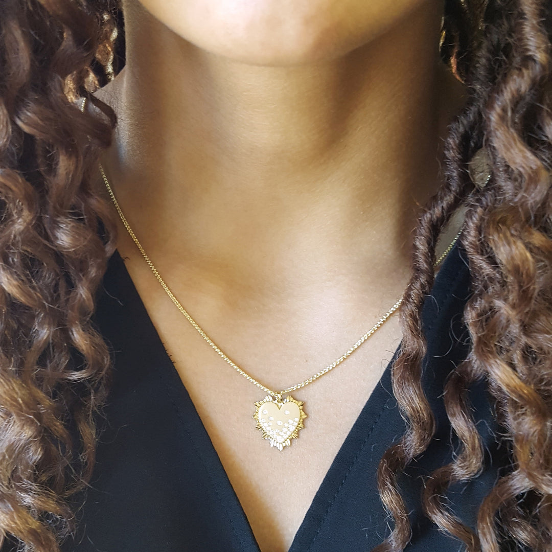 14K Yellow Gold Heart Shaped Diamond Pendant