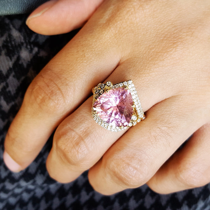"Popular"; 14k Yellow Gold California Pink Tourmaline Ring