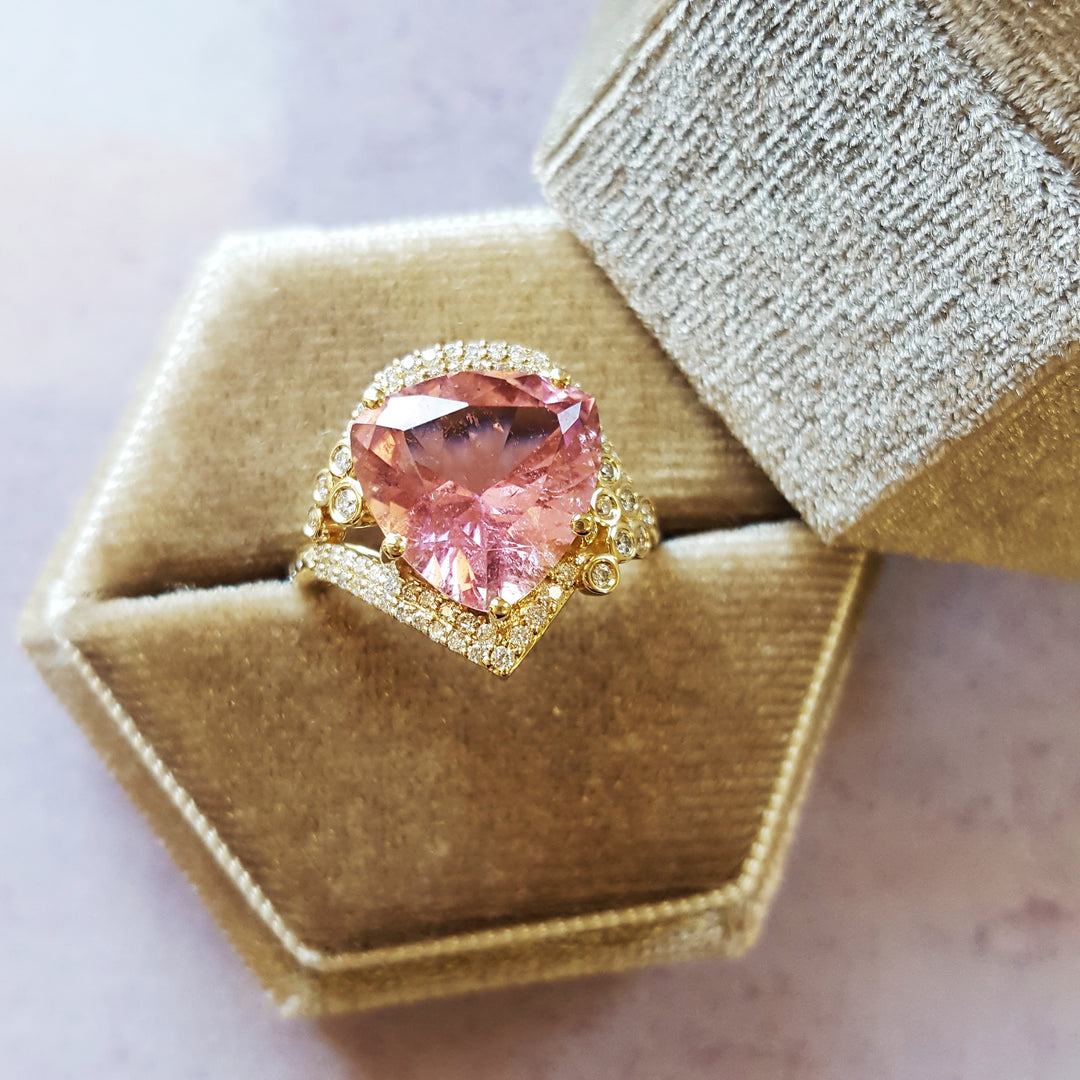 "Popular"; 14k Yellow Gold California Pink Tourmaline Ring