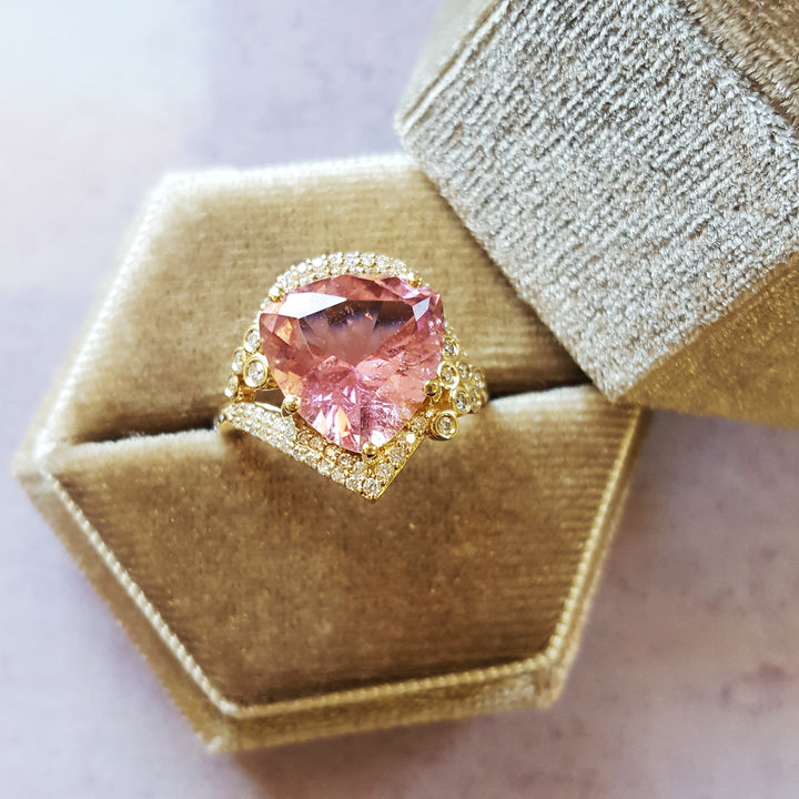 "Popular"; 14k Yellow Gold California Pink Tourmaline Ring