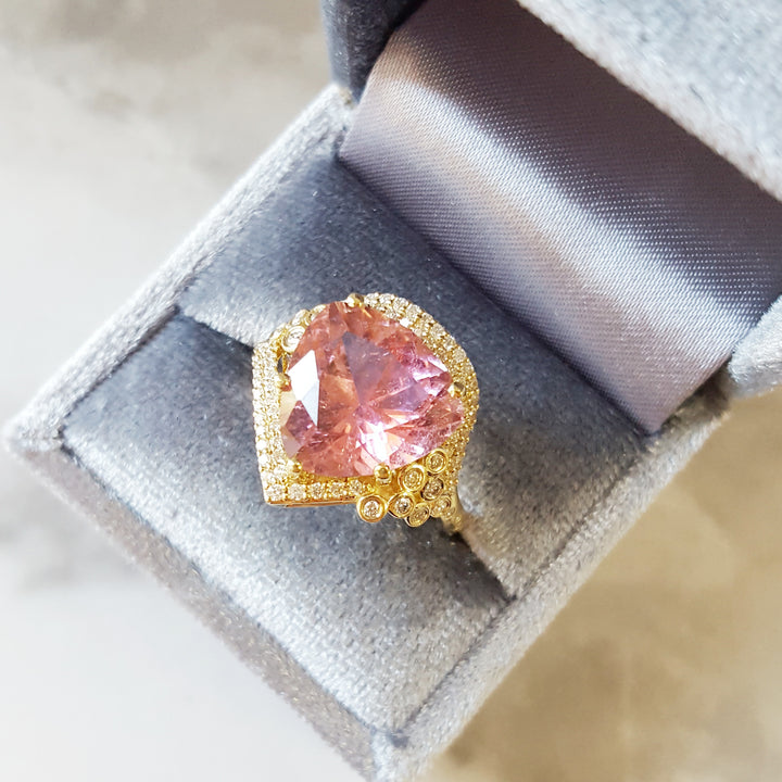 "Popular"; 14k Yellow Gold California Pink Tourmaline Ring