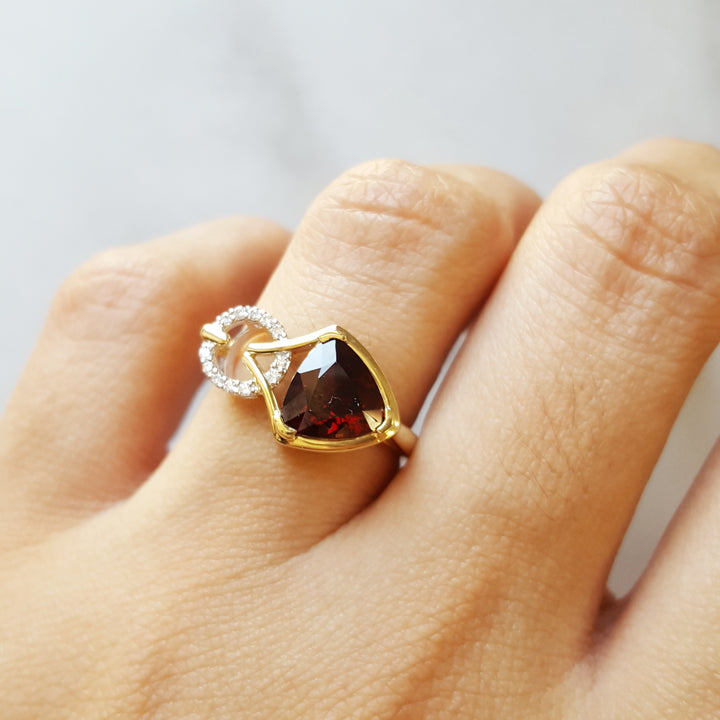 "Crimson Whisper"; 14k Yellow Gold Arizona Garnet Ring