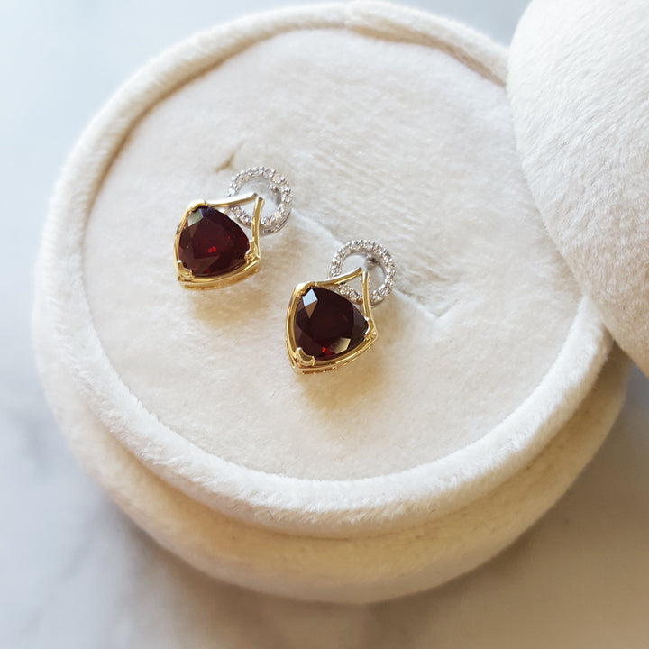 "Scarlet Echo" 14ky Arizona Garnet & Diamond Earrings