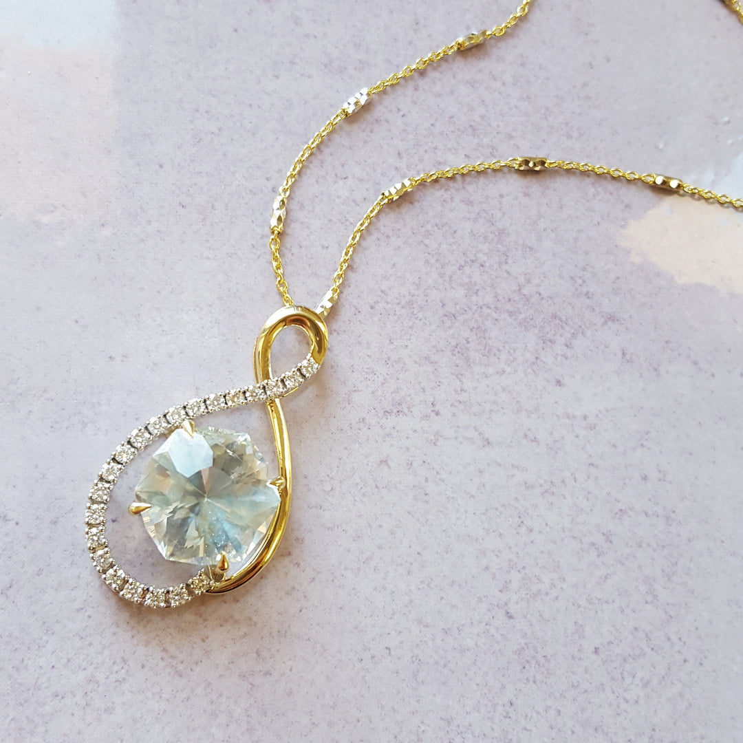 "Lovers Orbit"; 14k Two-Tone Colorado Topaz Pendant