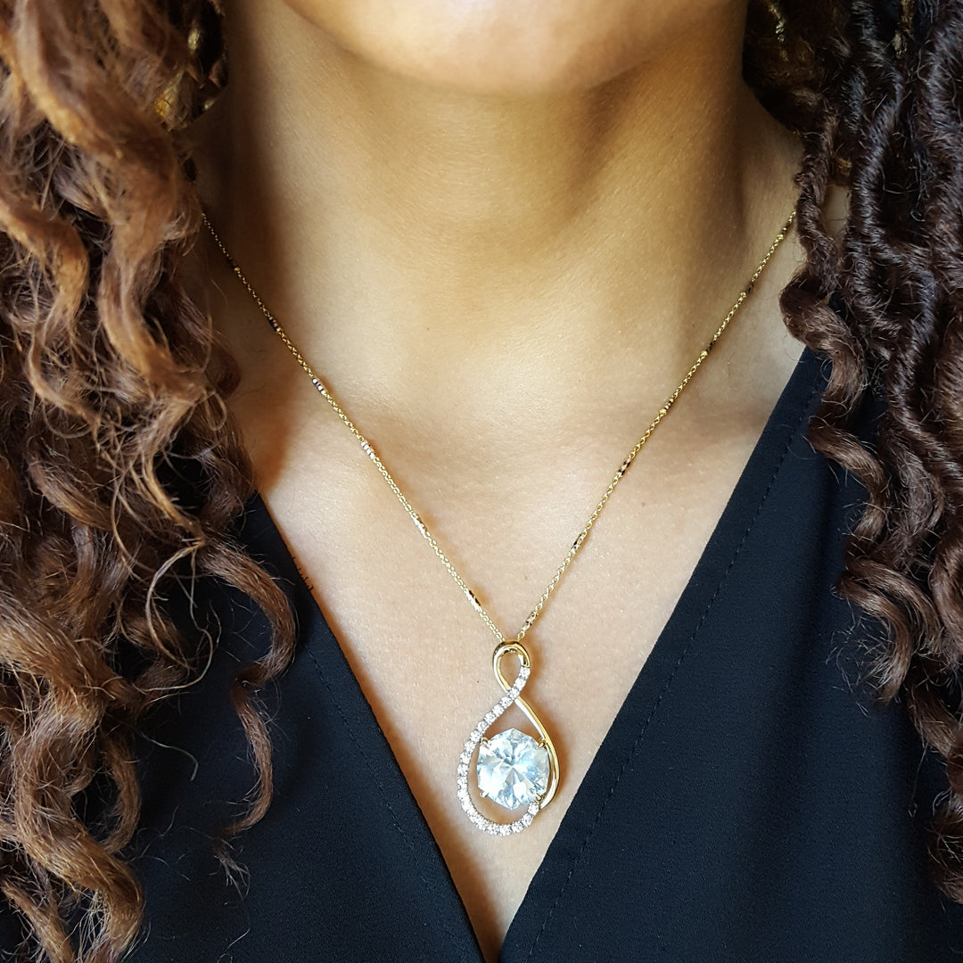 "Lovers Orbit"; 14k Two-Tone Colorado Topaz Pendant