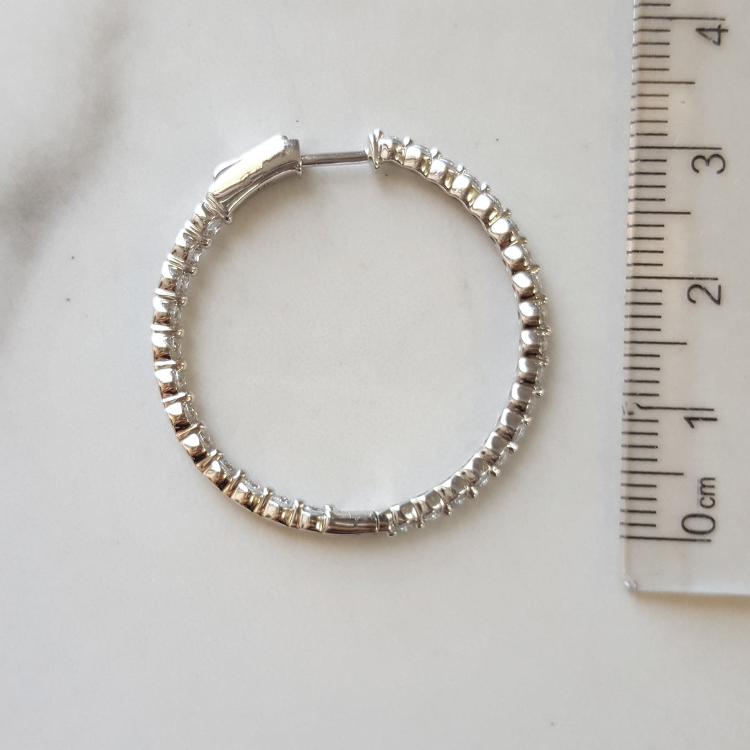 14K White Gold 1.50ct Diamond Hoop Earrings