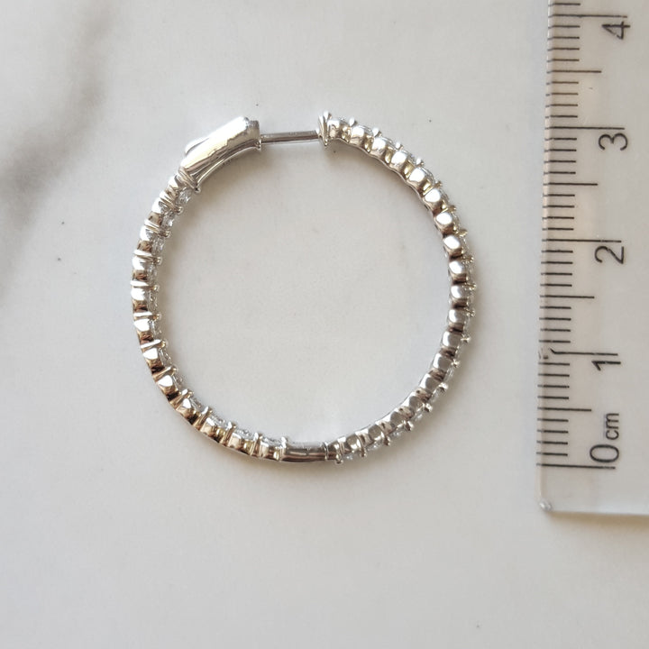 14K White Gold 1.50ct Diamond Hoop Earrings