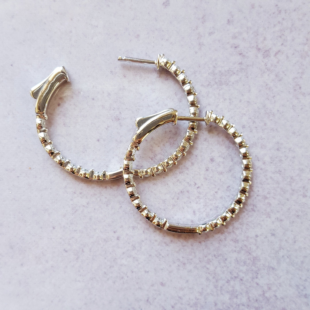 14K Essential 1 Carat Diamond Hoop Earrings