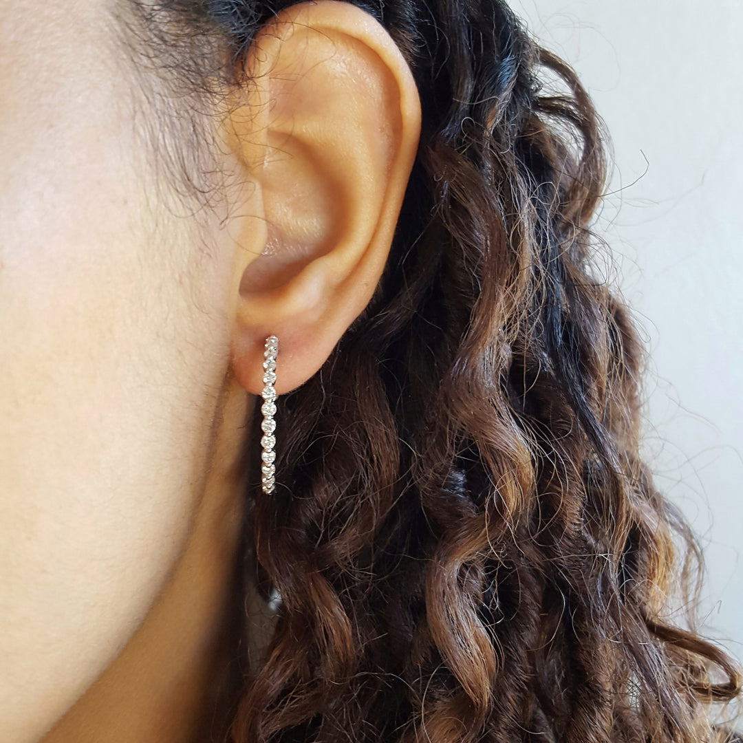 14K Essential 1 Carat Diamond Hoop Earrings