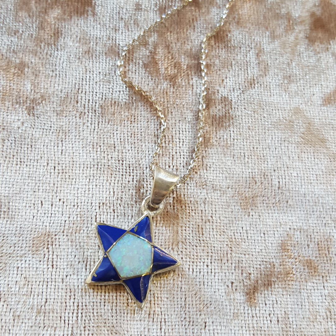Sterling Silver Arizona Lapis Inlaid Star Pendant