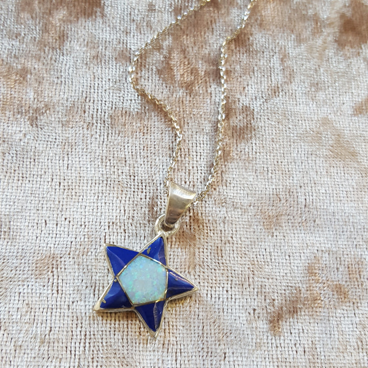 Sterling Silver Arizona Lapis Inlaid Star Pendant