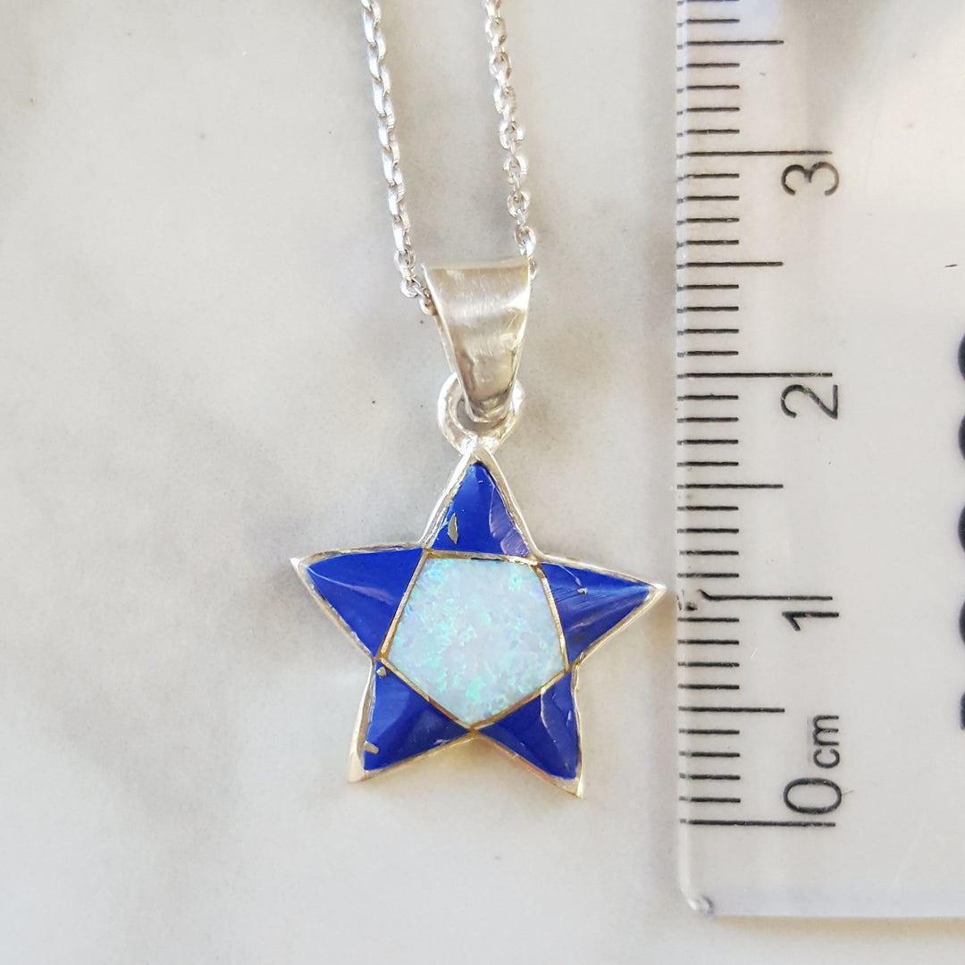 Sterling Silver Arizona Lapis Inlaid Star Pendant